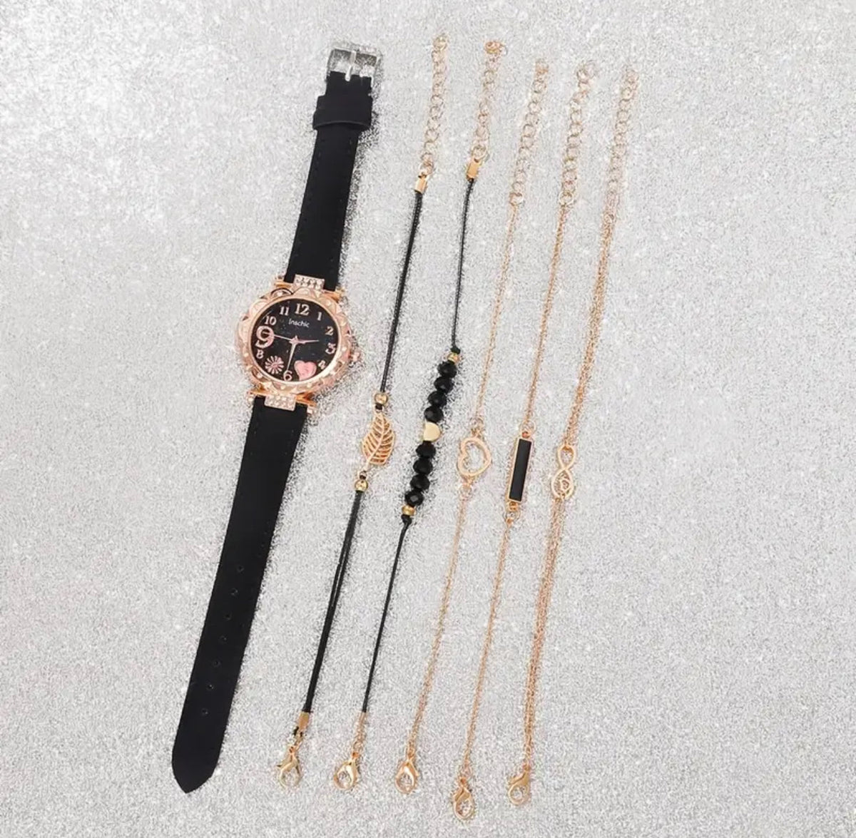 Eternal Charm Black Watch & Bracelet Set - Style Lounge
