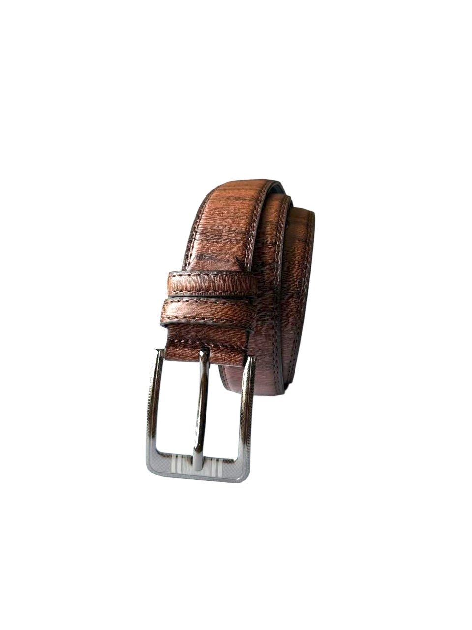 Wood Grain Textured Leather Belt - Style Lounge