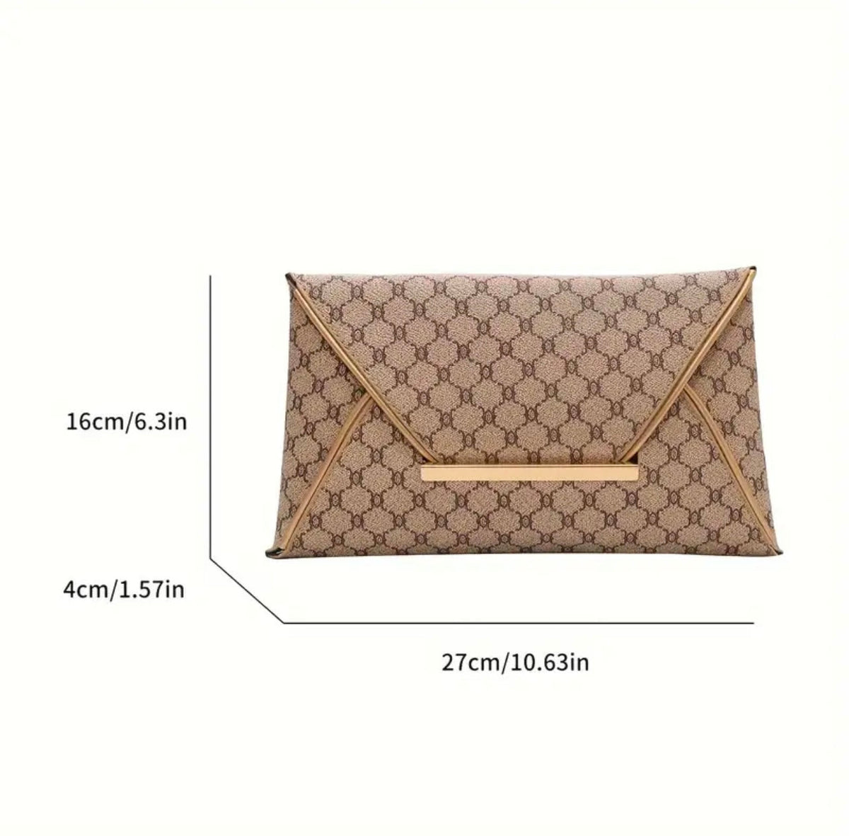 Classic Elegant Envelope Clutch Wallet – Gray Grid