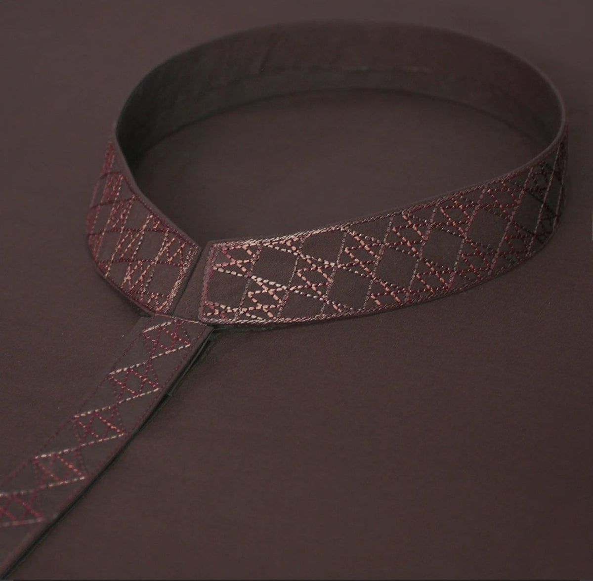 EU002 Chocolate Brown Embroidery Suiting