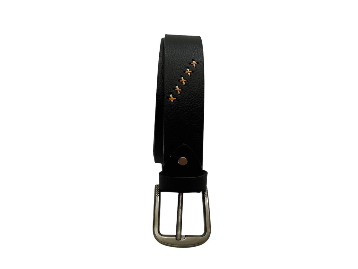 Premium Leather Belt with Hand-Stitched Detailing and Steel Buckle - Style Lounge