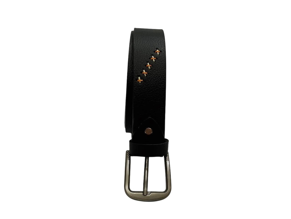 Premium Leather Belt with Hand-Stitched Detailing and Steel Buckle - Style Lounge