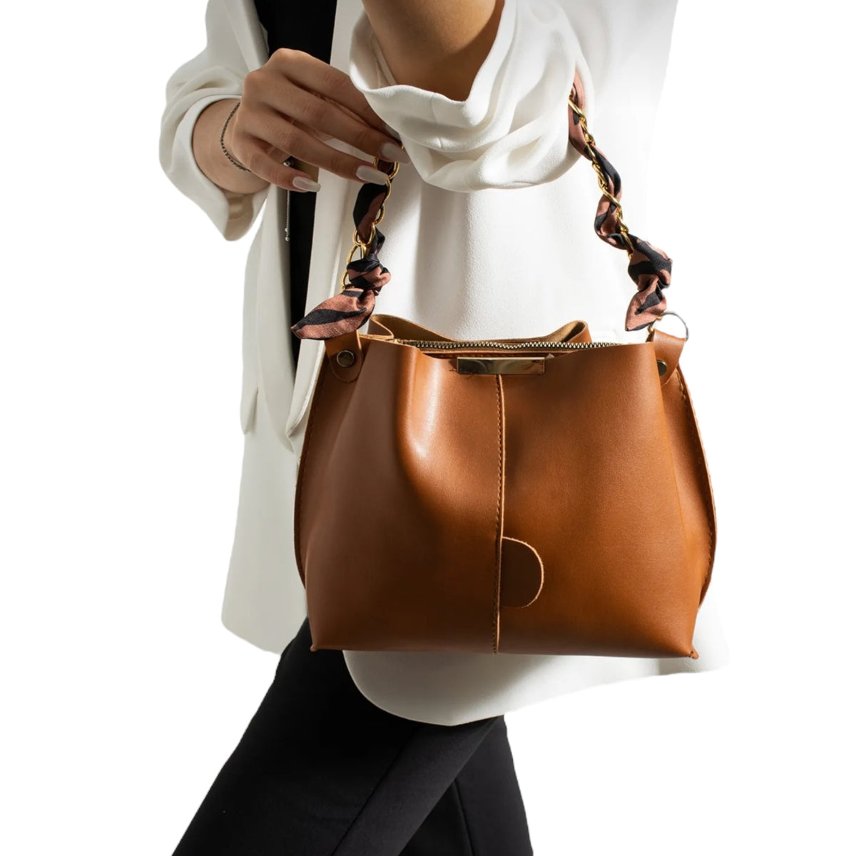 ScarletTwist Women’s Bag – with Scarf & Chain Accessory