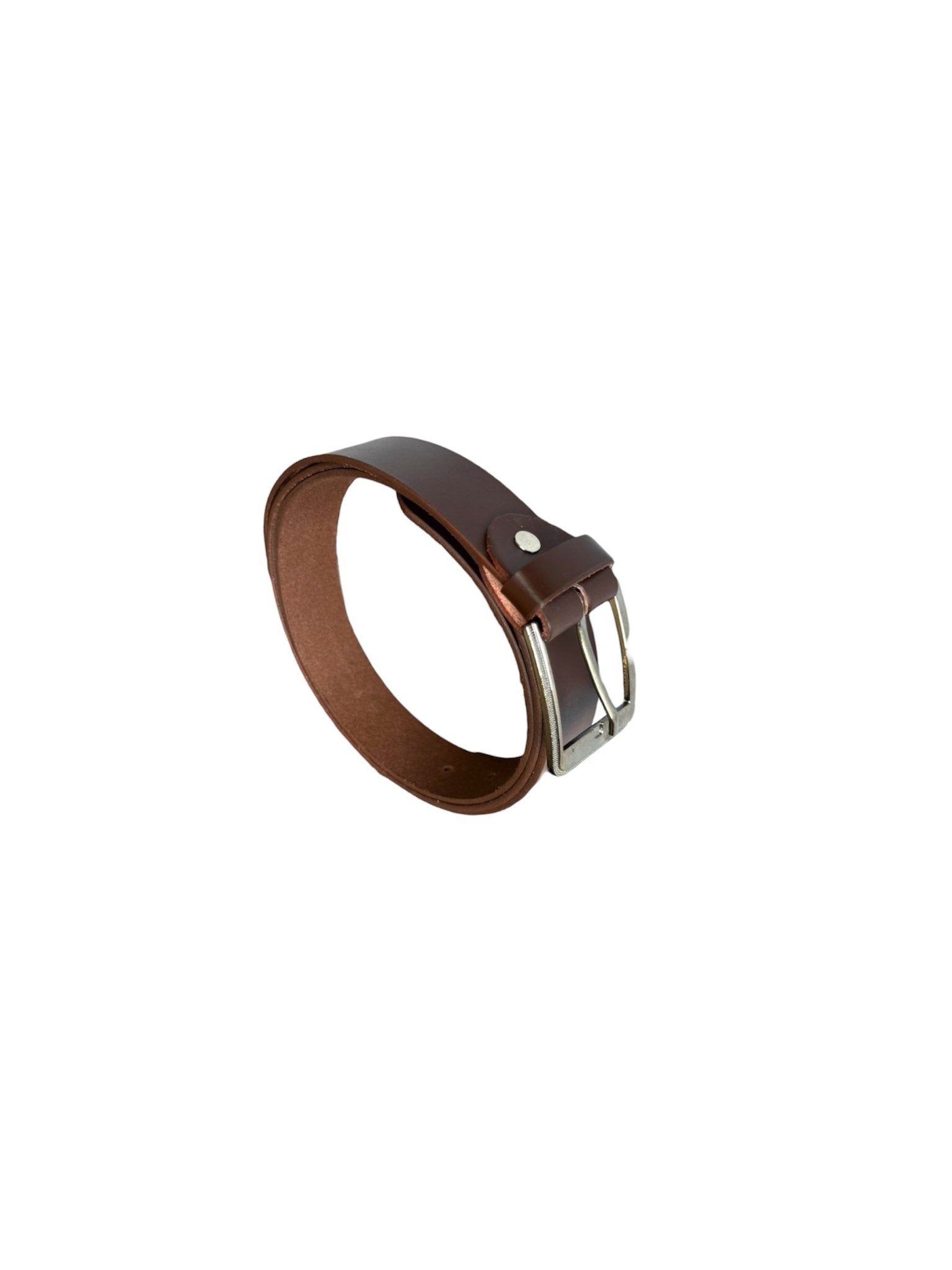 Classic Genuine Leather Belt with Silver Buckle - STYLE LOUNGE