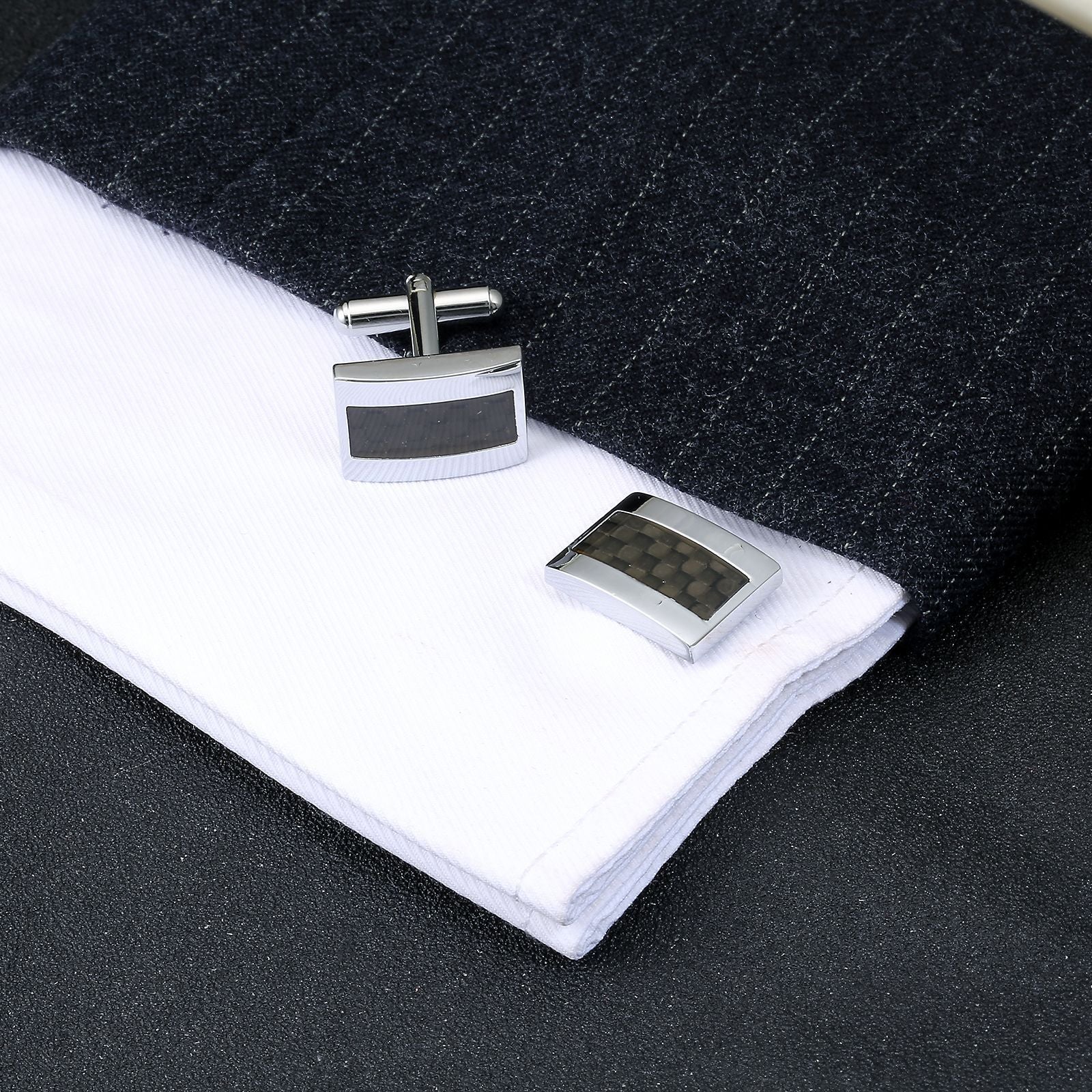 Cufflinks Carbon Fiber Cufflinks Men's Business Cufflinks - STYLE LOUNGE