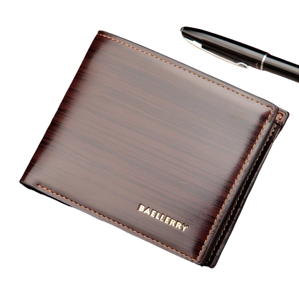 Gentlemen Luxury Wood Grain PU Leather Smart Wallet - STYLE LOUNGE