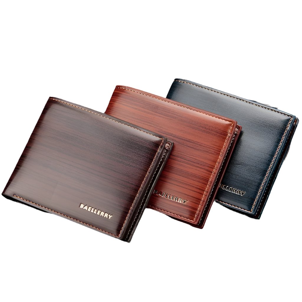 Gentlemen Luxury Wood Grain PU Leather Smart Wallet - STYLE LOUNGE