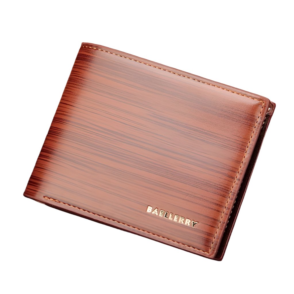 Gentlemen Luxury Wood Grain PU Leather Smart Wallet - STYLE LOUNGE