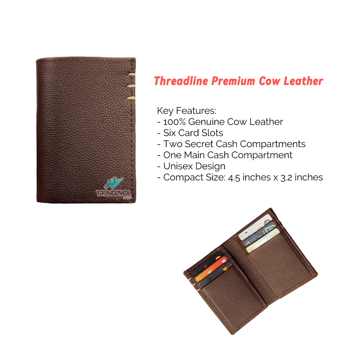 Threadline Premium Cow Leather Wallet - Style Lounge