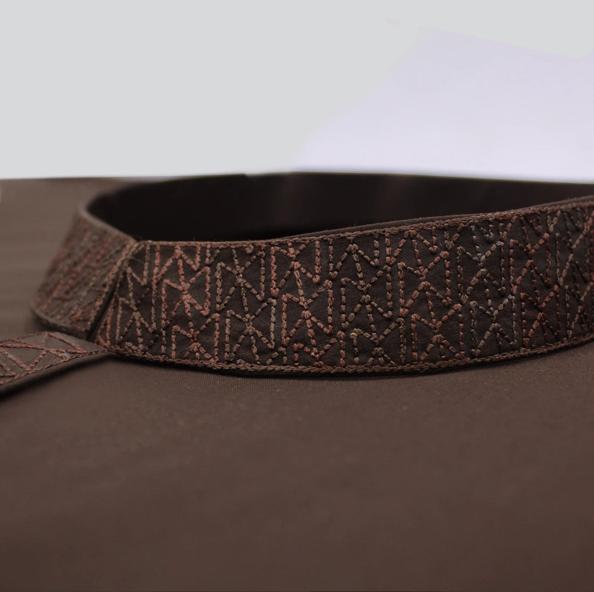 EU001 Chocolate Brown Embroidery Suiting