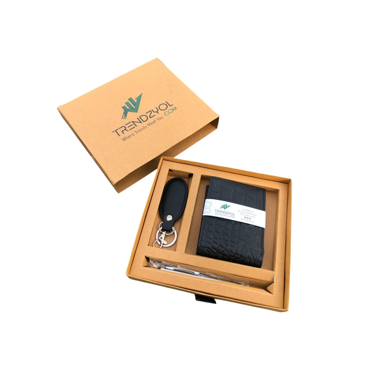 Exclusive Gift Box - with an Elegant Keychain and Signature Ball Pen (With Crocodile Wallet) - Style Lounge