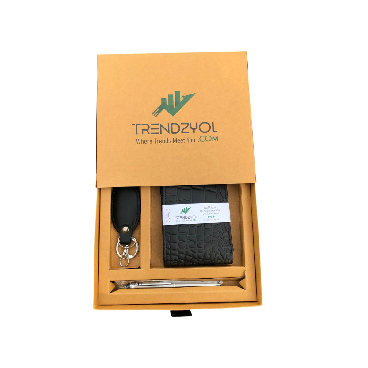 Exclusive Gift Box - with an Elegant Keychain and Signature Ball Pen (With Crocodile Wallet) - Style Lounge