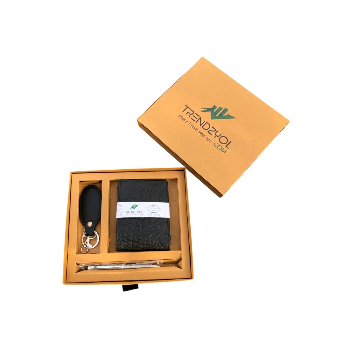 Exclusive Gift Box - with an Elegant Keychain and Signature Ball Pen (With Crocodile Wallet) - Style Lounge