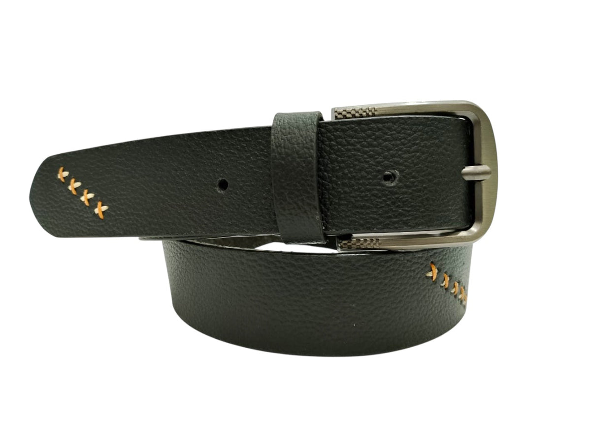 Premium Leather Belt with Hand-Stitched Detailing and Steel Buckle - Style Lounge