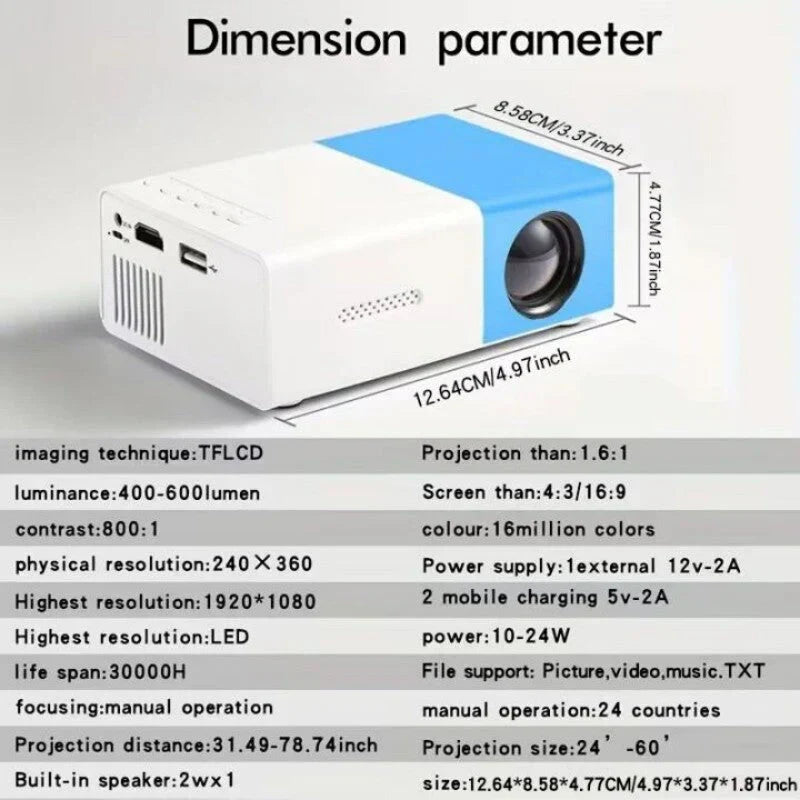 Mini LED Projector – Portable HD Home Cinema Projector