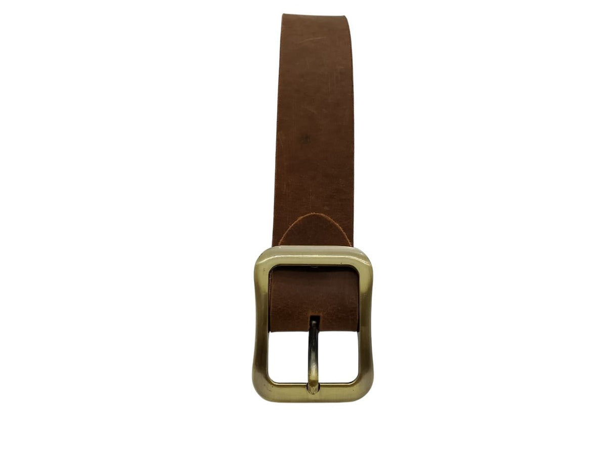 Premium Crazy Horse Genuine Leather Belt with Brass Buckle - Durable and Stylish - Style Lounge