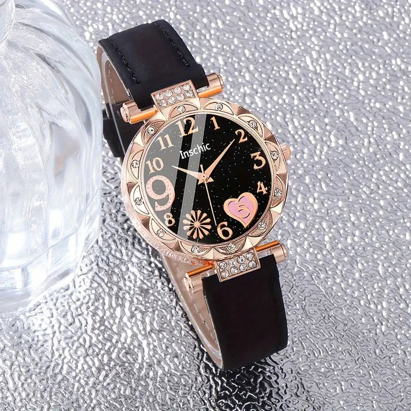 Eternal Charm Black Watch & Bracelet Set