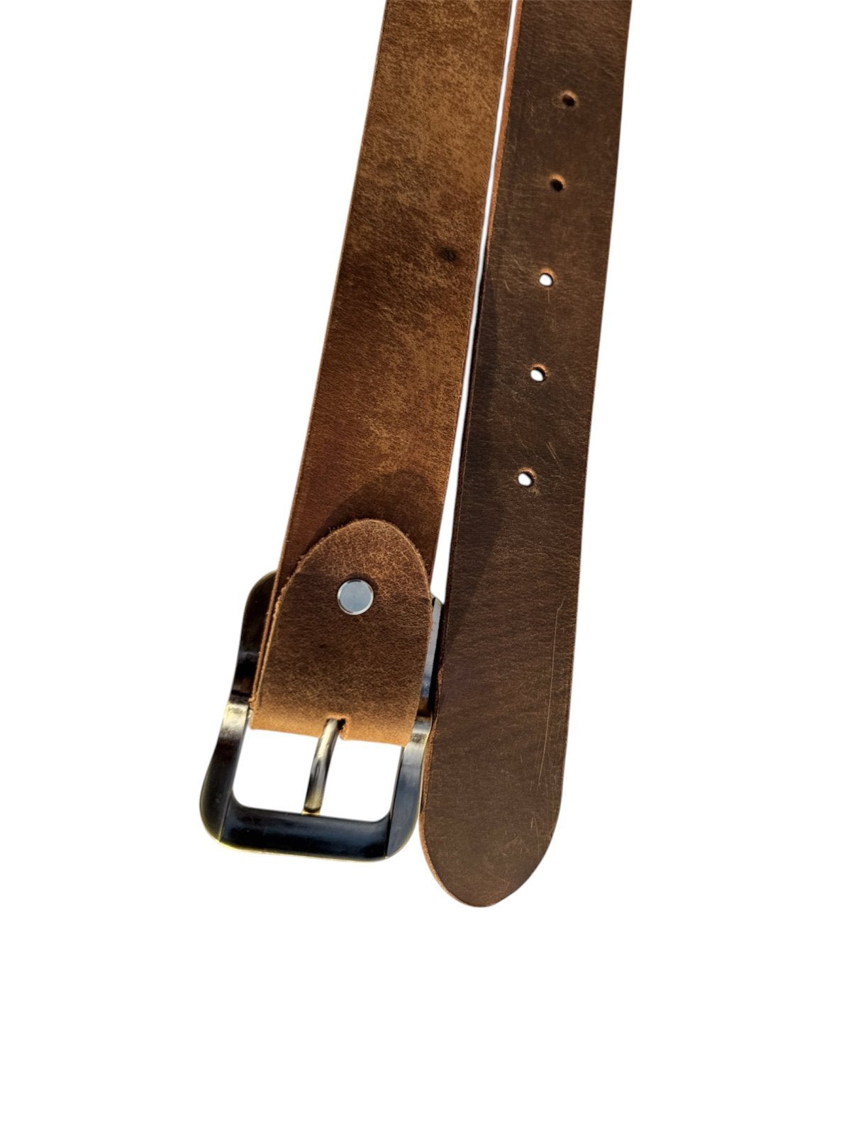 Premium Crazy Horse Genuine Leather Belt with Brass Buckle - Durable and Stylish - Style Lounge