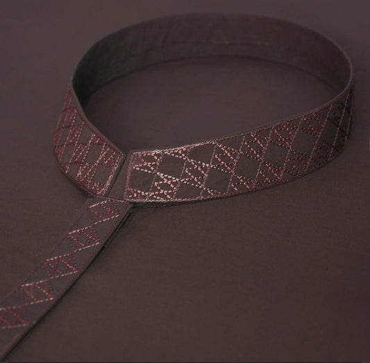 EU002 Chocolate Brown Embroidery Suiting
