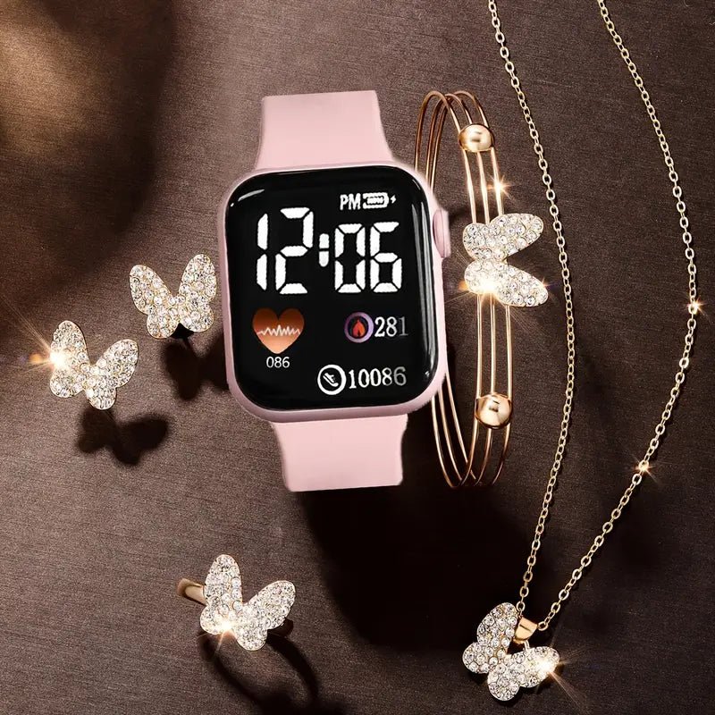 6pcs Butterfly Charm Smartwatch Set - Style Lounge