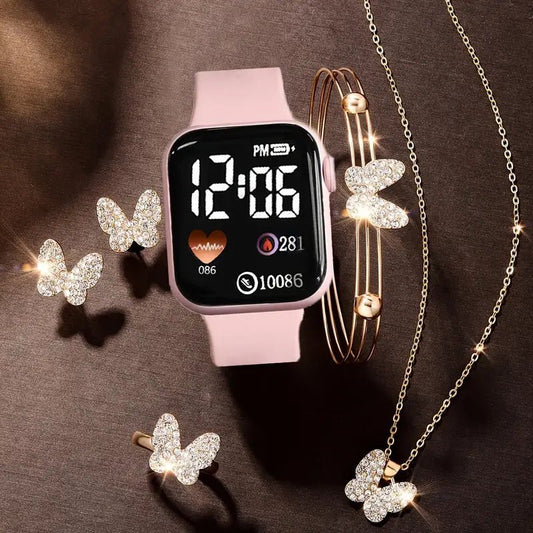 6pcs Butterfly Charm Smartwatch Set - Style Lounge