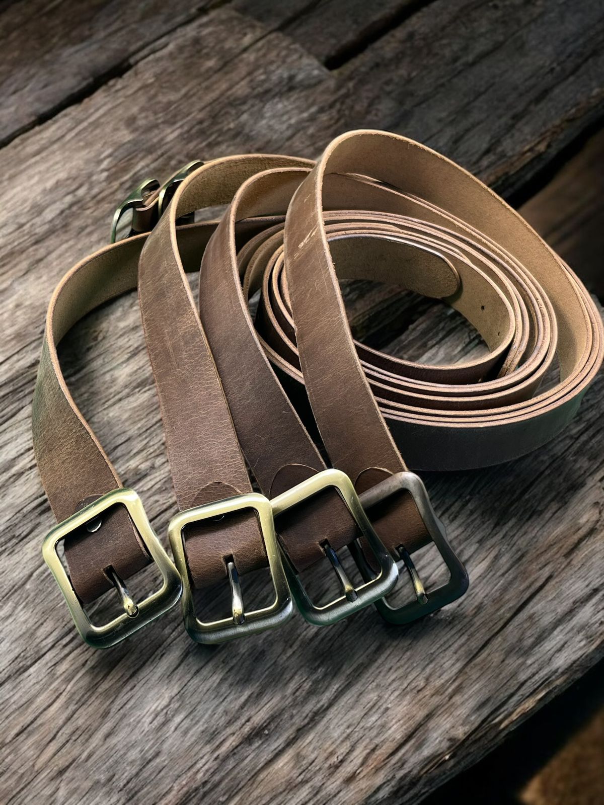 Premium Crazy Horse Genuine Leather Belt with Brass Buckle - Durable and Stylish - Style Lounge