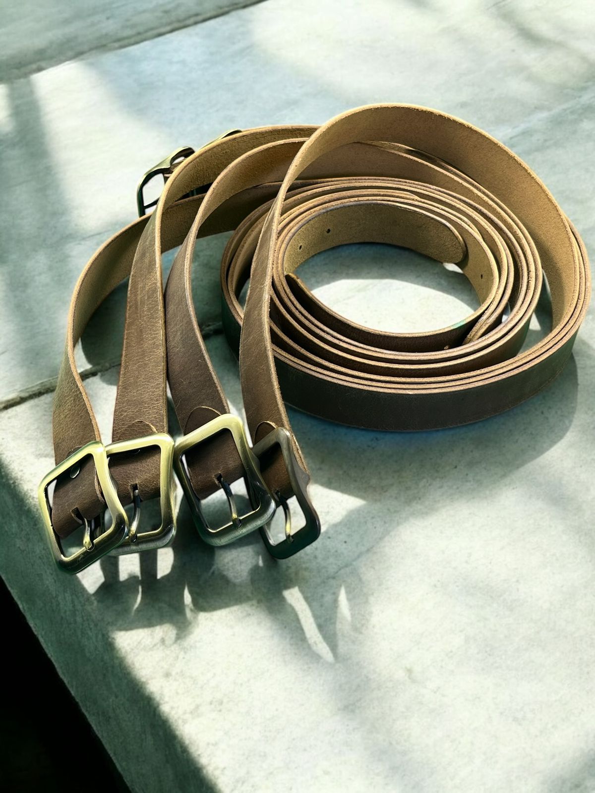 Premium Crazy Horse Genuine Leather Belt with Brass Buckle - Durable and Stylish - Style Lounge