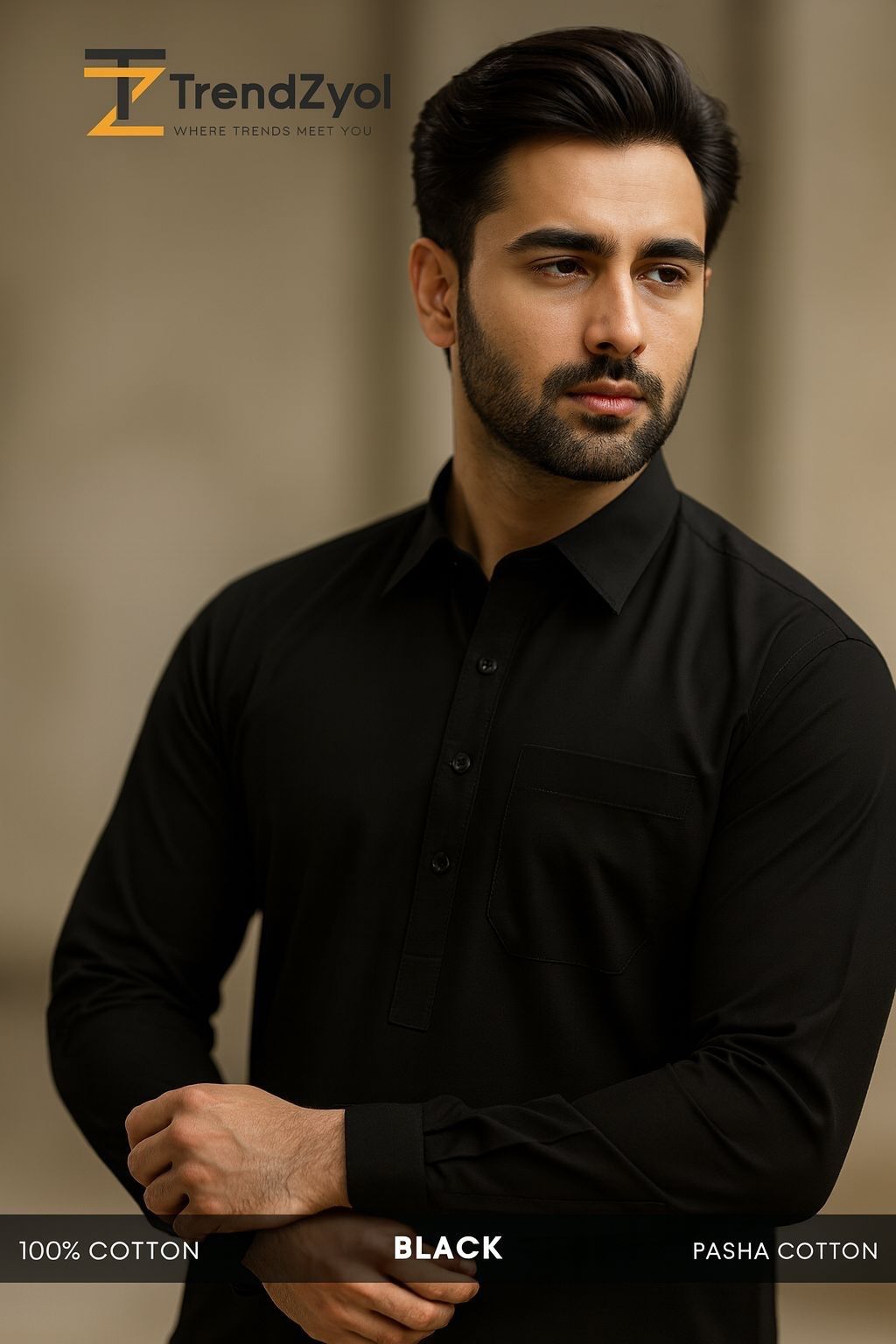 Pasha Cotton | Black