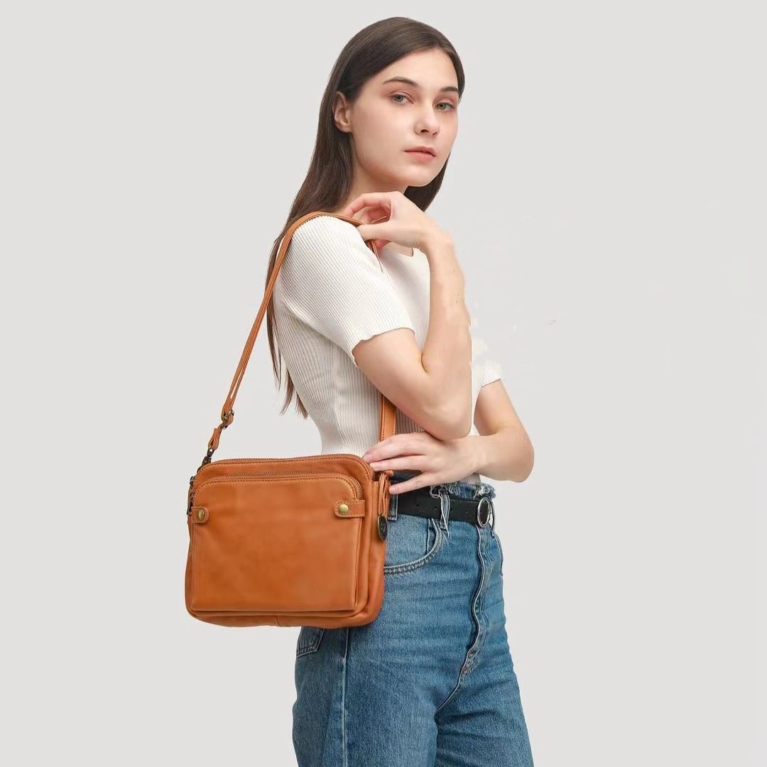 European And American Retro Three-layer Leather Messenger Bag - Style Lounge
