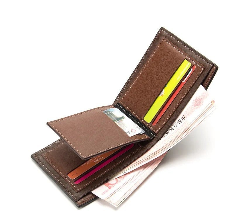 Gentlemen Luxury Wood Grain PU Leather Smart Wallet - STYLE LOUNGE