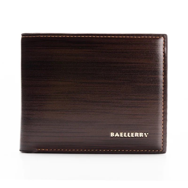 Gentlemen Luxury Wood Grain PU Leather Smart Wallet - STYLE LOUNGE