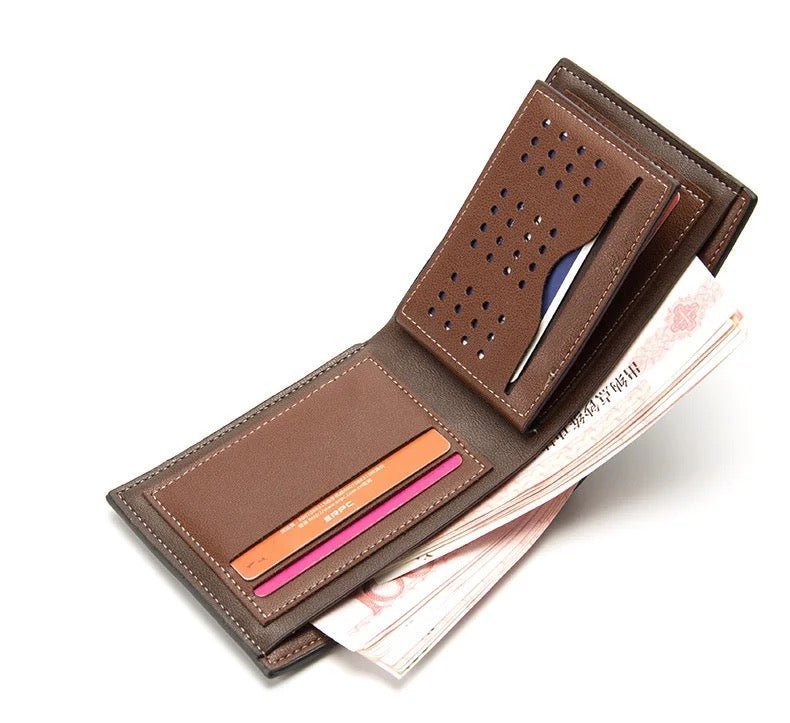 Gentlemen Luxury Wood Grain PU Leather Smart Wallet - STYLE LOUNGE